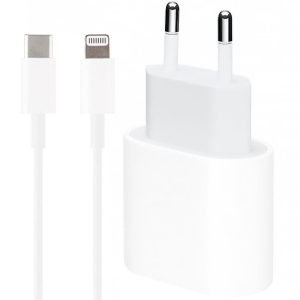 Мережевий зарядний пристрій Foxconn для Iphone 11/12 Pro Max 18W і USB-C кабель Lightining Foxconn 1 м White