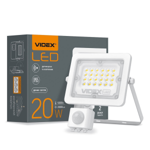 LED прожектор VIDEX F2e 20W 5000K з датчиком руху та освітленості надійний