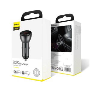 Автомобільне зарядне Baseus Digital Display Dual SCP Quick Charge Car Charger 45W 5A з вольтметром краща модель в Рівному