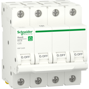 Автоматичний вимикач Schneider Electric RESI9 25 А, 4P, крива С, 6кА ТОП в Рівному