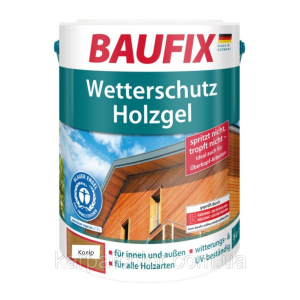 Гелева водорозчинна блакить для дерева BAUFIX Wetterschutz Holzgel (5 л) Палісандр ТОП в Рівному