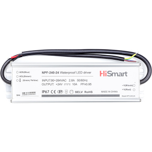 Блок питания HiSmart 24V 10A 240W PFC IP67 (NPF-240-24) ТОП в Ровно