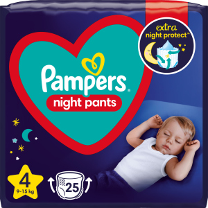 Підгузки-трусики нічні Pampers Night Pants Розмір 4 (9-15 кг) 25 шт (8006540234709) краща модель в Рівному