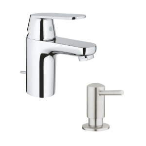 хорошая модель Набор Grohe смеситель для раковины Eurosmart Cosmopolitan 32825000 + дозатор для моющего средства Contemporary 40536DC0