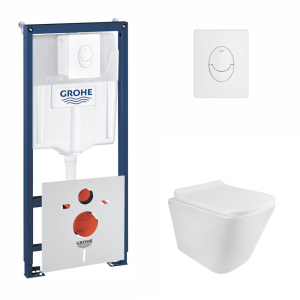 Набор инсталляция 4 в 1 Grohe Rapid SL 38722001 + унитаз с сиденьем Qtap Tern QT1733052ERW лучшая модель в Ровно