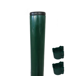 Столб заборный Техна Эко металлический круглый с полимерным покрытием и креплениями 1500 мм D=45 мм Зеленый (RAL6005 PTE-04) ТОП в Ровно