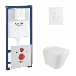 хороша модель Набір інсталяція 4 в 1 Grohe Rapid SL 38722001 + унітаз з сидінням Qtap Tern QT1733052ERW