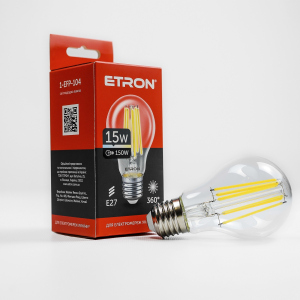 LED лампа ETRON Filament 1-EFP-104 A60 15W 4200K E27 прозора