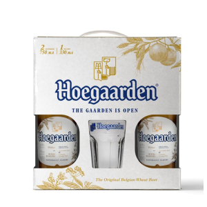 Подарункова упаковка пива HoeGaarden Witbier світле нефільтроване 4.7% 0.75 л + Склянка 0.3 л (5410228158431) в Рівному