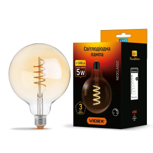 LED лампа VIDEX Filament G125FASD 5W E27 2200K диммерна бронза надійний