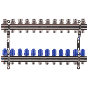 Коллекторный блок с термостатическими клапанами KOER KR.1100-12 1”x12 WAYS (KR2638) лучшая модель в Ровно
