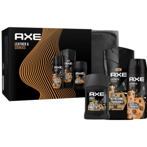 Подарочный набор AXE Leather and Cookies Гель для душа 250 мл + Аэрозоль 150 мл + Дезодорант-карандаш 50 мл + Косметичка (8720182991218) лучшая модель в Ровно