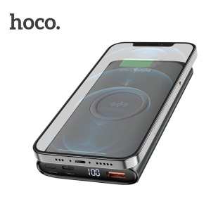 УМБ Hoco Q6 Aegis с функцией беспроводной зарядки (22.5W, 10000 mAh, USB Type-С) powerbank - Темно серый