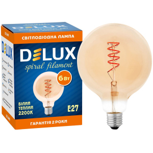 Светодиодная лампа DELUX Globe G125 6Вт E27 2200К amber spiral filament (90018147) рейтинг