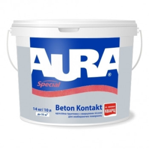 Грунтовка адгезионная Aura Beton Kontakt Розовый 10 л - с кварцевым песком для невпитывающих поверхностей надежный