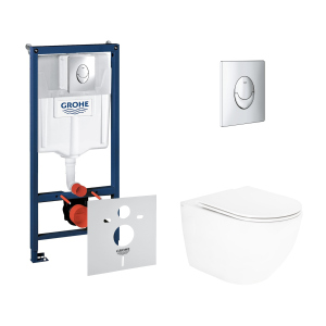 Набір інсталяція 4 в 1 Grohe Rapid SL 38721001 + унітаз із сидінням Qtap Robin QT13332141ERW краща модель в Рівному