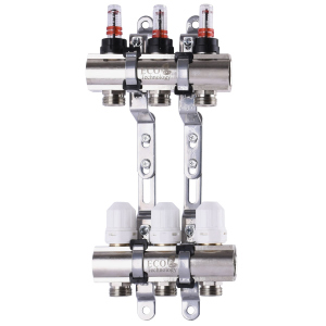 Колектор з витратомірами, регуляторами та кріпленням ECO 001D 1"x3 рейтинг