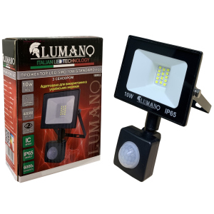 Прожектор LED SMD 10W 6000K із датчиком (L-15см з радіатором) STANDARDeco чорний LUMANO в Рівному