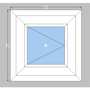 Окно металлопластиковое Koning 70 mm 1-створчатое поворотное, фурнитура Vorne, 500х500 мм, белое