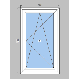 хорошая модель Окно металлопластиковое Rehau Euro 70 mm 1-створчатое поворотно-откидное, фурнитура Siegenia, 820х1400 мм, белое