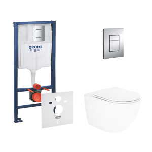 хорошая модель Набор инсталляция 4 в 1 Grohe Rapid SL 38772001 + унитаз с сиденьем Qtap Tern QT13332141ERW