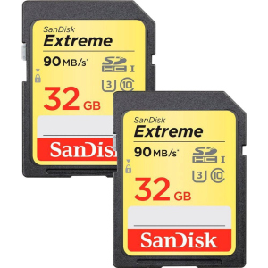 Комплект з 2-х карток SanDisk SDHC 4k Extreme 32GB C10 V30 UHS-I U3 (SDSDXVE-032G-GNCI2) надійний
