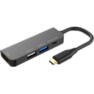 USB-хаб XoKo AC-400 Type-C to HDMI+USB 3.0+USB 2.0+Micro USB (XK-AC-400) в Ровно