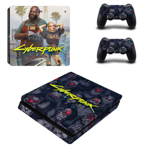 Виниловые наклейки на PS4 SLIM и Dualshock Cyberpunk 2077 Sony PlayStation 4 Slim Custom Skin Playsole Vinyls (PV2021)