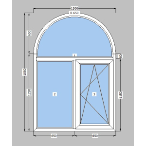 Арка металлопластиковая Rehau Euro 60 mm 1-створчатое поворотно-откидное, фурнитура Siegenia, 1300х1880 мм, белая лучшая модель в Ровно