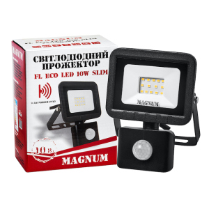 Прожектор світлодіодний Magnum FL ECO LED 10Вт slim 6500К IP44 з датчиком руху (90014086) ТОП в Рівному