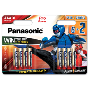 Батарейки Panasonic Pro Power лужні AAA блістер, 8 шт Power Rangers (LR03XEG/8B2FPR) в Рівному