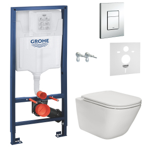 Інсталяція GROHE Rapid SL 38772001 із панеллю змиву Skate Cosmopolitan 38775001 + унітаз ROCA Gap Rimless A34H470000 із сидінням Slim Soft Close краща модель в Рівному