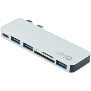 USB-хаб Qitech Aluminium Mini Type-C + Type-A + MicroSD + SD для Macbook Pro і Air Silver (QT-Hub4_sl) краща модель в Рівному