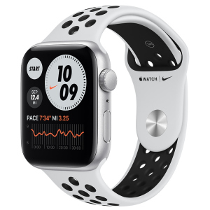 Смарт-часы Apple Watch SE Nike GPS 44mm Silver Aluminum Case with Pure Platinum/Black Nike Sport Band (MYYH2UL/A) в Ровно