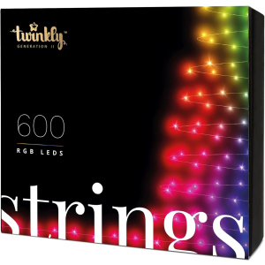 Світлодіодна Smart LED гірлянда Twinkly Strings RGB 600, BT+WiFi, Gen II, кабель IP44 чорний (TWS600STP-BEU) краща модель в Рівному