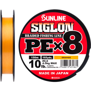 Шнур Sunline Siglon PE х8 150 м # 0.6/0.132 мм 4.5 кг Оранжевый (16580987) лучшая модель в Ровно