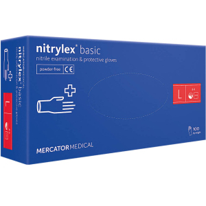 Рукавички Mercator Medical Nitrylex Basic нестерильні нітрилові неприпудрені L 100 шт Блакитні (17203900)